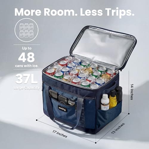 SMIRLY 37L Cool Bag, Large Insulated Picnic Bag and Camping Bag, Blue — view 2