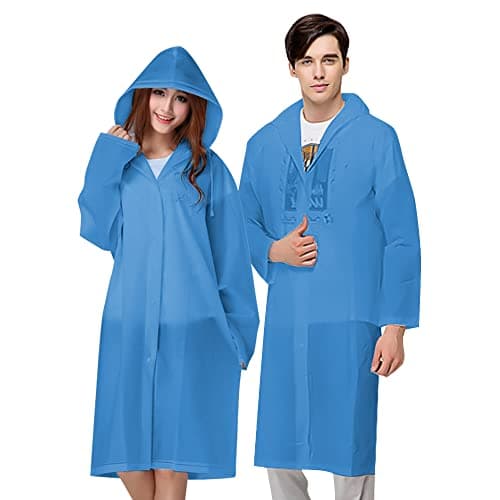 Vicloon Portable Raincoat, 2 Pack Rain Poncho Adult Waterproof with Hoods and Sleeves, Reusable Rain Resistant Poncho for Camping, Emergency Situations, Travel