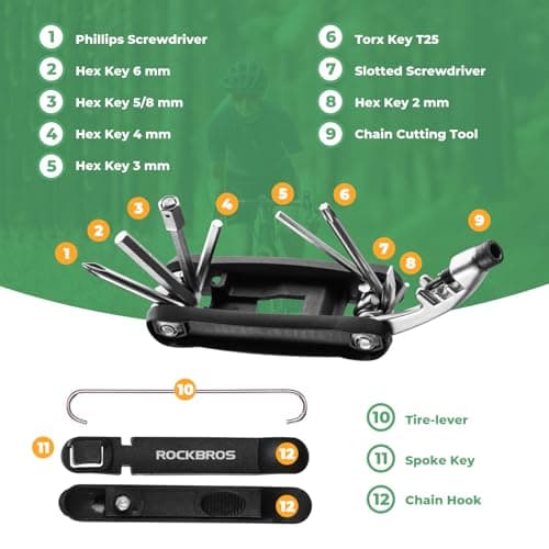 ROCKBROS 12 in 1 Multi-Function Bike Repair Tool Kit Bicycle Multi-Tool Portable Bike Pocket Tool Multifunctional Tool for Road Mountain MTB Bikes — view 2