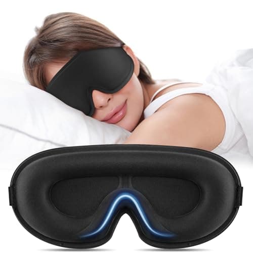 Blackout Sleep Mask for Women Men Zero Eye Pressure Eye Mask, Lycra Fabric 3D Ergonomic Design Eye Movement and Eyelash Friendly, Ultra Comfortable Blindfold for Sleeping Black