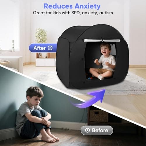Gxpjycfob Sensory Tent, Pop Up Sensory Den for Autism, Blackout Calm Corner for Kids, Calm Down Tent for Autistic Children Anxiety Relief with Travel Bag, Play and Relax Corner (Round) — view 4