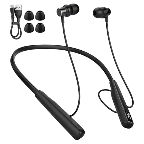 Bluetooth Neckband Headphones 5.3, 100H Playtime, IPX6 Sweatproof, with Mic