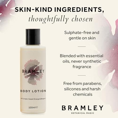 Bramley Body Lotion (100ml), Travel Size Body Moisturiser with Juniper, Sweet Orange & Bergamot Essential Oils, Natural Scented Cream That Nourishes & Softens, Vegan & Cruelty Free — view 4