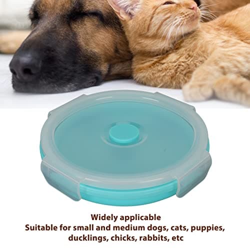 Collapsible Dog Bowl,Portable Foldable Silicone Pet Bowl Dog Travel Water Bowl Food Dishes with Lid for Dog Cat Outdoor Walking Traveling Hiking (Mint Green) — view 6