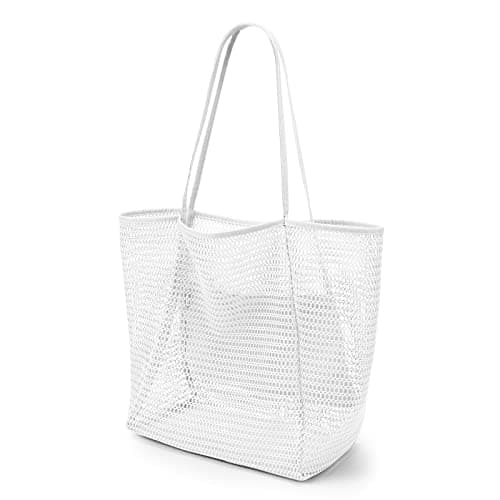 KALIDI Mesh Tote Bag,23L Beach Bag Extra Large Tote Bags for Women with Zip Pocket Shoulder Bag Summer Beach Bags Reusable Shopping Bag for Picnic Holiday Travel Grocery
