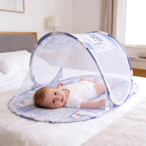 Mosquito Net, Foldable Bed Mosquito Net, Portable Travel Mosquito Nets, Mosquitos Bed for Home, Dorm, Outdoor, Travel, Easy Access, Quick Installation, Blue - A — view 5