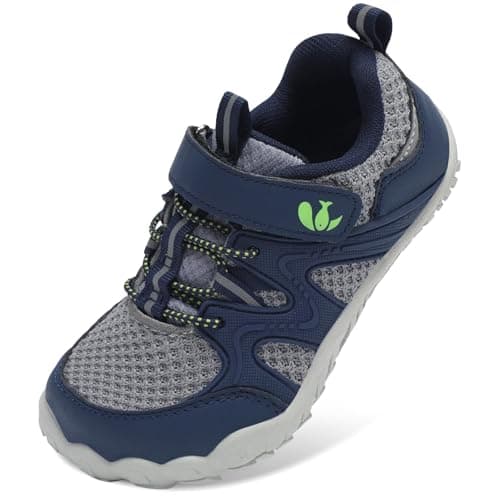 JOINFREE Kids Walking Shoes Girls Boys Barefoot Sneakers Toddler Non-Slip Hiking Shoe Tennis Sneaker Grey Green 13 UK Child