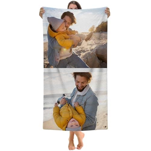 Print Maniacs Custom Photo Towel Personalised Microfibre Beach Towel Large Quick Dry Travel Towel Sand Free Holiday Pool Gym Spa Towels Gift Idea