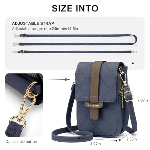 MUIIKOLA Small Phone Shoulder Bag,Women's RFID Blocking Large Capacity Phonebag Vegan Leather, Wallet with Card Slots, Adjustable, Removable Shoulder Strap, For Cell Phones up to 6.9" — view 5