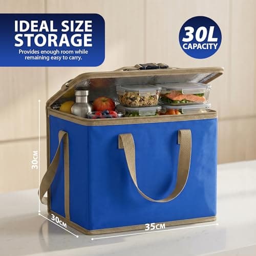 ZENO Cooler Bag | 30L Cool Bag Box | Thermal Food Delivery Bag | Large Insulated Picnic Lunch Bag | Cool Box | Grocery Shopping Bags | Cooling Bag for Camping BBQ Shopping Fishing Family Outdoor — view 3