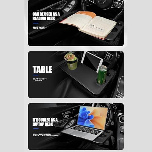 Car Steering Wheel Tray – Multifunction Vehicle Organizer Board, Compact Steering Mounted Table, Laptop Support, Practical Interior Addon For Commuting Breaks Remote Tasks Road Trips — view 6