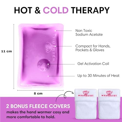 Wremedies for Easier Living Reusable Hand Warmers Gel Click & Heat for Cold Hands Pack of 4 Heat Pads Pocket Warmers Instant Heat Arthritis Aid No Electric Required — view 3
