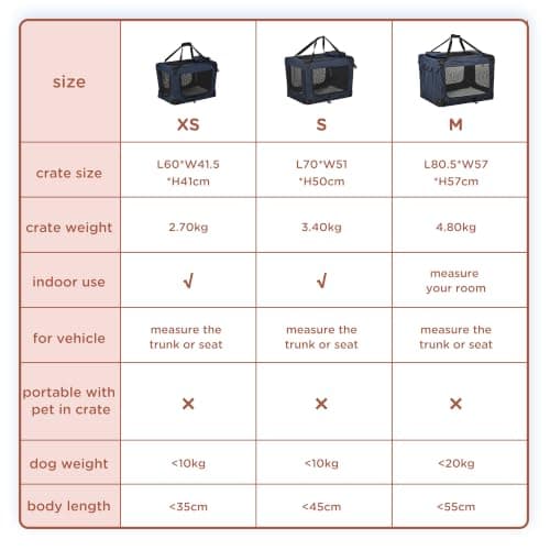 PawHut Foldable Pet Carrier Dog Crate Small Dogs 60x41.5x41cm Dark Blue — view 4