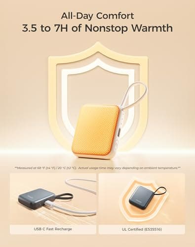 OCOOPA Hand Warmers Rechargeable, Smart Temp Control 7H*2 Long Safe Heat, Ultra Slim, Pocket-Size Design That Fits Gloves, Gifts for Women, Outdoor, Office, Commute (UT5 Nano) — view 5