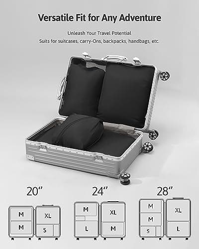 OrgaWise Extra Large Compression Packing Organiser 5/6 Set Cube Suitcase Storage Organizer Bag Expandable Packing Divider Pouch for Packing (Black 5set) — view 3