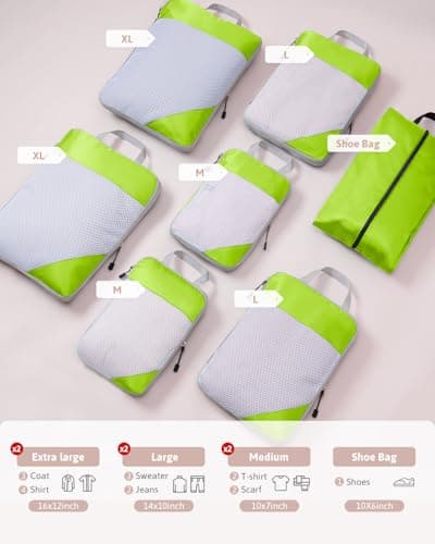 Meowoo 7-Piece Compression Packing Cubes for Luggage, Travel Organisers — view 2