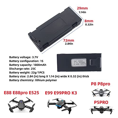 4pcs 3.7V 1800mAh Li-ION Batteries & 1PCS 4 in 1 Charger for E88 E88PRO E88MAX E525 E99 E99PRO P1 P5PRO K3 S1 P8 Quadcopter Remote Control — view 2