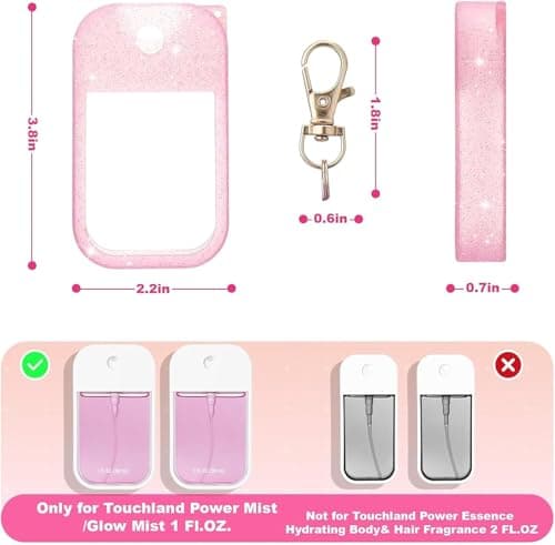 Hotcho Hand Sanitizer Bottle Compatible with Touchland Spray 1Fl Oz/30ml,Silicone Case with Keychain,Suitable for Travel and Portability (3, Pink Blue White) — view 2