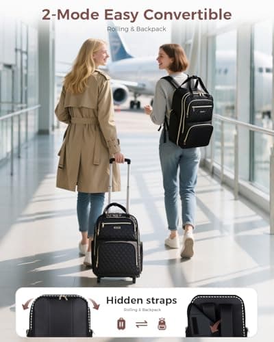 Ponhog Rolling Laptop Travel Backpack with Wheels for Women — view 5