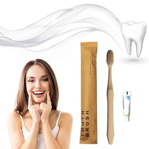 Generic 20Pcs Individually Wrapped Disposable Guest Toothbrushes with Toothpaste, Soft Bristles Travel Toothbrush Kit, Yellow — view 3