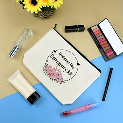Wedding Day Emergency Kit Makeup Bag for Bridal Bridesmaid Bridal Shower Gift Bridal Party Gift Cosmetic Bag Bride to Be Gift Maid of Honor Gifts Wedding Party Gifts Travel Cosmetic Pouch — view 3
