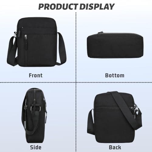 Aucuu Men's Shoulder Bag, Oxford Crossbody Bag, Waterproof Men's Small Side Bag, Casual Handbag, Messenger Bag with Zipper and Adjustable Strap, Lightweight Chest Sling Bag for Daily Use, Work, School — view 6