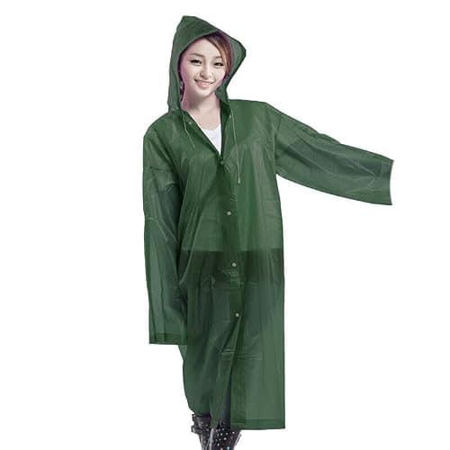 Boolavard Adult Unisex Reusable Waterproof Rain Coat Portable Rain Jacket Poncho for Outdoor 150 * 65cm (UK, Alpha, One Size, Regular, Regular, Army Green) — view 2