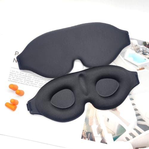 Ainkou 2pcs Black 3D Sleep Eye Masks with Ear Plugs, Sleeping Blindfold — view 6