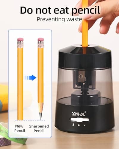 ZMOL Electric Pencil Sharpener for 6-12mm Jumbo Colored&No.2 Pencils Black — view 5