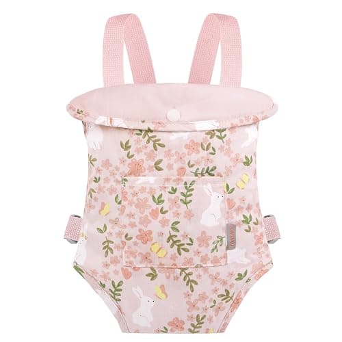 GAGAKU Baby Doll Carrier for Kids, Toddlers Toy Doll Carriers with Adjustable Straps for Kids - Pink - Rabbit