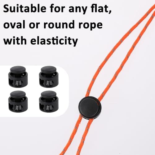 Apausvcm 10Pcs Shoe Lace Tie Locks, Plastic Cord Locks Double Hole Drawstring Stopper Fastener Black Spring Cord Lock for Shoelaces Drawstrings Paracord Clothing Bags Sweatpants Hats — view 5