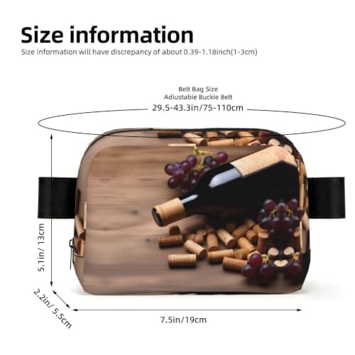 Yoga Meditation Fanny Pack Crossbody Waist Bag Pack Waterproof Mini Belt Bag Bum Hip Bag for Men Women, Wine Bottle Corks Grapes, One Size — view 4