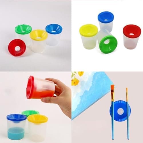Spill-Proof Paint Cups Set with Lids, 40pcs Painting Brush Cleaner Cup Spill Proof Learning Color Cups Lightweight Reusable for Classroom Art Supplies and Crafts — view 3
