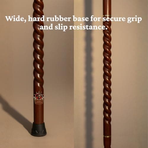 AZQAAN Handmade Brass Designer Head Handle Vintage Wooden Walking Cane – 37–38" Solid Rosewood Shaft, Brass Handle, Stylish Walking Stick for Men & Women, Senior Citizens, Costumes & Parties — view 3