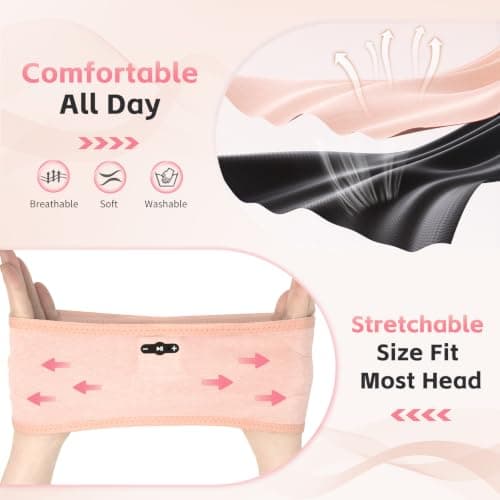 Veeniitosr Sleep Headphones Bluetooth 6.0 Headband (Light Pink) — view 5