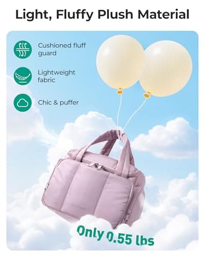 BAGSMART Travel Toiletry Bag for Women, Large Puffy Quilted Makeup Bag — view 4