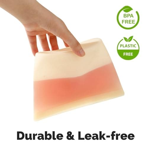 PandaEar 4 Pack Reusable Silicone Food Storage Bags, Leakproof Stand-Up Freezer Bags, Microwave Safe, for Meal Prep, Snacks, Baby Food – 2 Large (34 oz) + 2 Medium (17 oz) — view 3