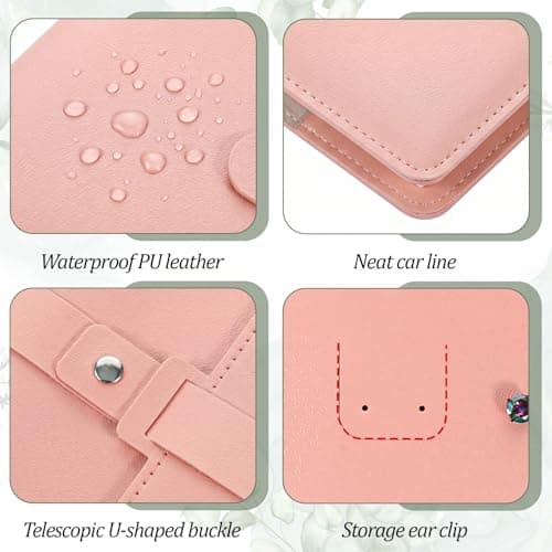 Xinjoduz Earring Storage Organiser with Foldable Book Design Stud Travel Jewellery Box, Waterproof Portable Pu Leather Travel Earring Case, Earrings Holder Case for Mother Women Girls Gift(Pink) — view 3