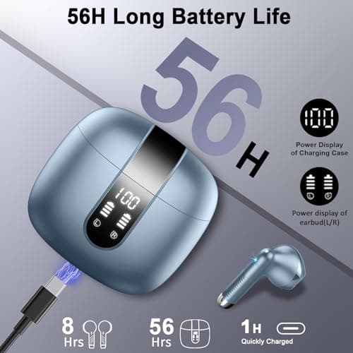 Drsaec Wireless Earbuds, NEW Wireless Headphones with 4 ENC Mic Dark Grey — view 5