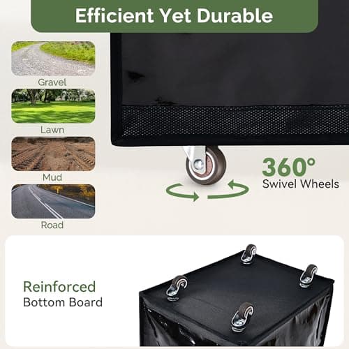 HOMESPON Foldable Shopping Trolley Bag on Wheels, Large Waterproof Reusable Grocery Tote, 5 Sturdy Handles Rolling Shopping Bag for Groceries, Laundry, Camping and Moving — view 3