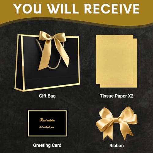 YoungTree Medium Black Gold Foil Frame Gift Bag 28x20x10 cm — view 2