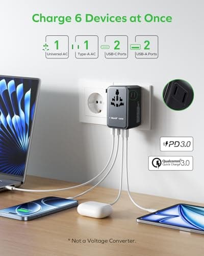 MOMAX Universal Travel Adapter,100W GaN Fast Charging Travel Plug Worldwide — view 4
