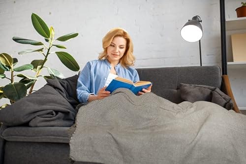 Emma Barclay Herringbone - Recycled Cotton Patterned Chair Sofa Setee Bed Throw Over Blanket in Natural - 50x60 (127x152cm) — view 6