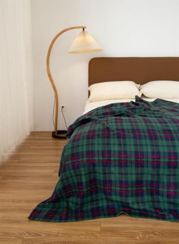 Adore Home 120x150cm Single Tartan Check Polar Fleece Throw Blanket Green — view 5