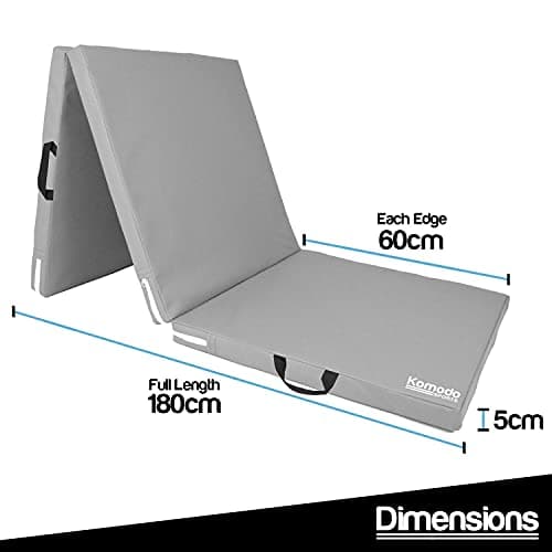 Komodo Tri Folding Yoga Mat 6ft Padded Pilates Floor (Grey) — view 4