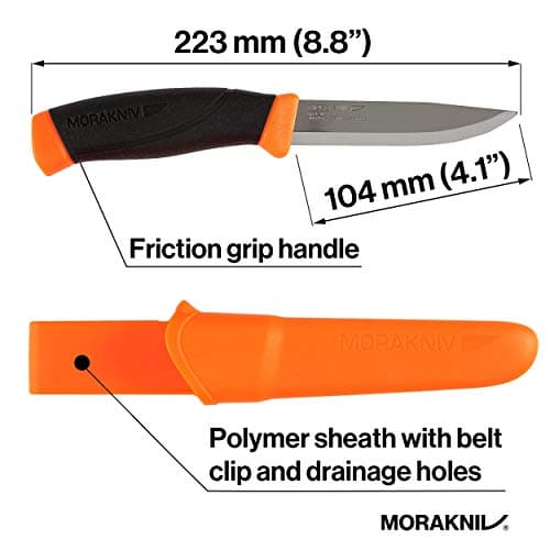 Morakniv Companion Heavy Duty Knife with Stainless Steel Blade, 4.1-inch, Orange — view 3