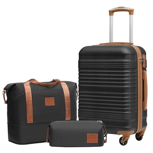 COOLIFE Luggage Sets 3 Piece 20 Inch Carry On Suitcase Set ABS+PC Shell TSA
