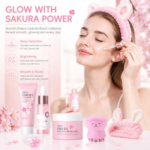 Sakura Skincare Set for Teens, Cleanser, Serum & Face Moisturiser — view 3