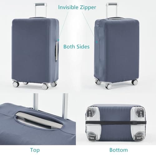 TRAVELKIN more than travel Travelkin Luggage Cover Washable Suitcase Cover Suitcase Protector Anti-scratch Suitcase cover Fits 18-32 Inch Luggage, Navy-Blue, S(18-21inch suitcase) — view 2