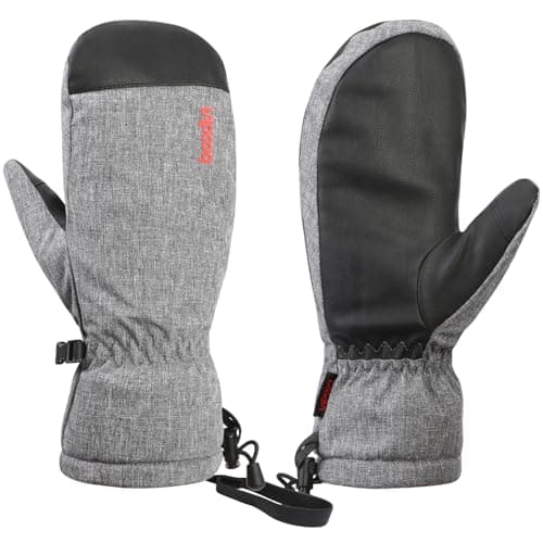 QKURT Ski Mittens, Winter Snowboard Mittens Waterproof Snow Gloves Leather Gloves for Outdoor Activitives Men Women